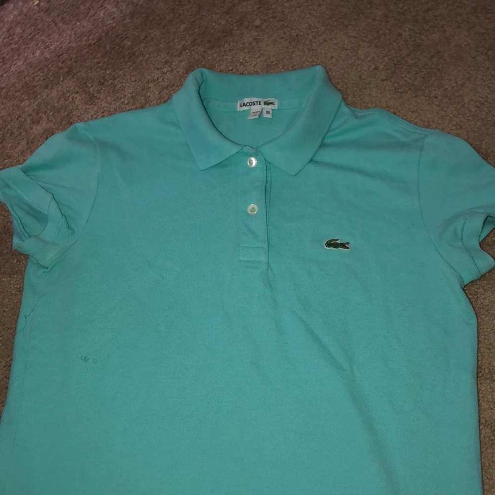 Teal Lacoste collared shirt